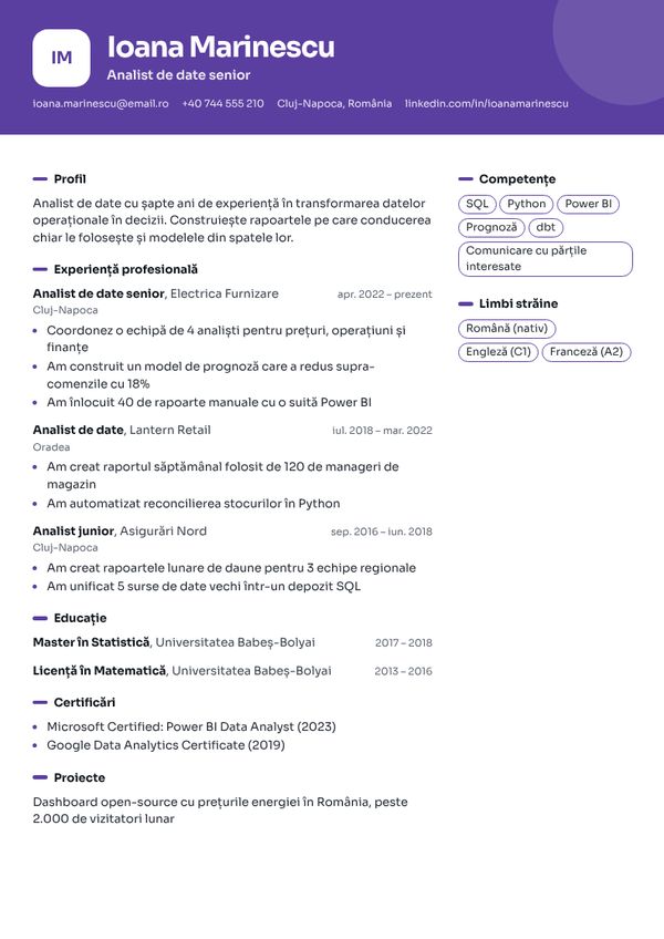Șablon CV Creativ