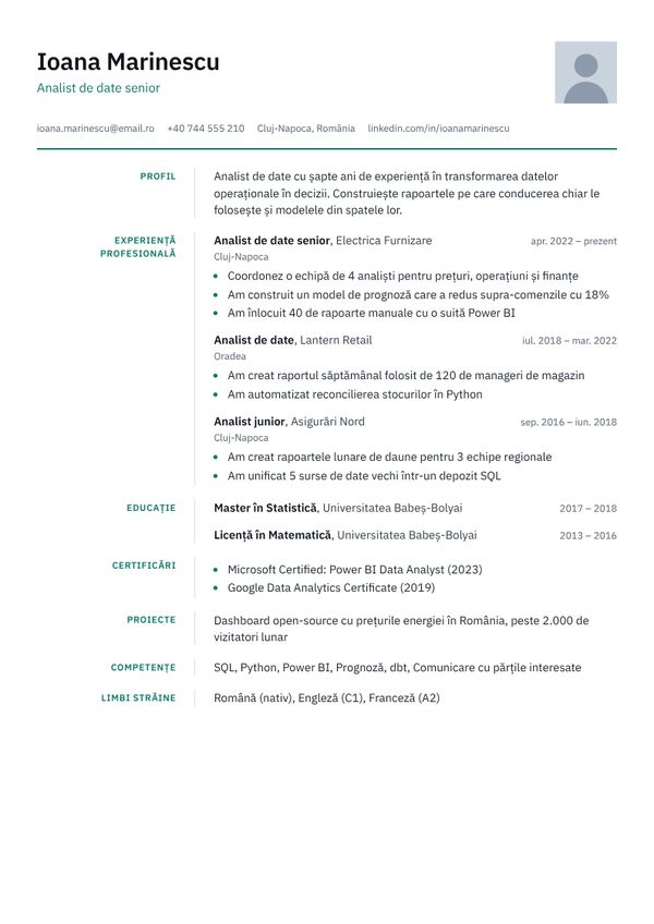 Șablon CV European
